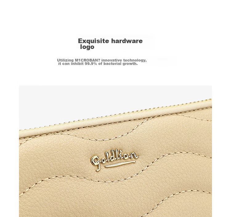Goldlion Women's Long Wallet, Top-Grain Leather Simple Large-Capacity Clutch Purse Gift Box, Birthday Present 4