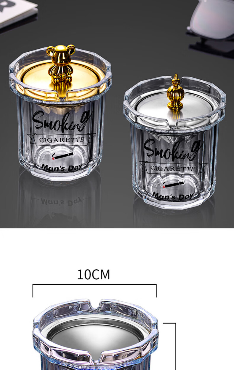 Yupinfengmao Glass Ashtray, Creative And Trendy, for Living Room, Hotel, Guesthouse, Home Use, Restaurant, Crystal Anti-Fly Ash Cigarette Holder 3