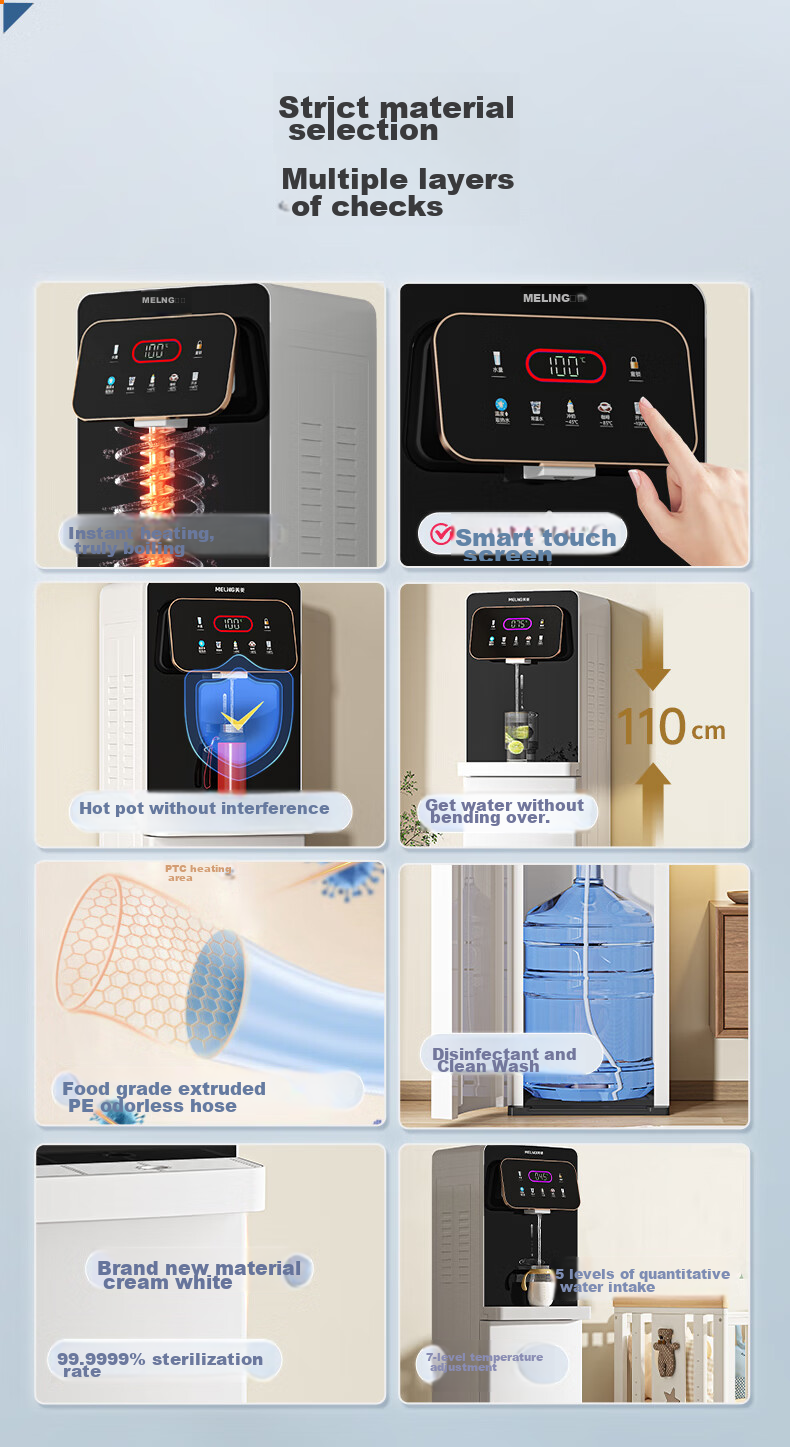 MeiLing Instant Hot Water Dispenser with Bottom-Loading Water Tank, Home Standing Quick-Heating Instant Drinking No Installation Required Fully Automatic Intelligent All-In Machine High-End White Water Dispenser MY-SX527 1
