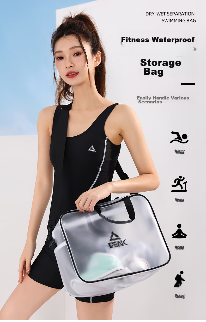 PEAK Swimming Bag with Dry And Wet Separation, Large Capacity Double-Layer Storage Swim Bag, Waterproof Bag in Black And Gray 1