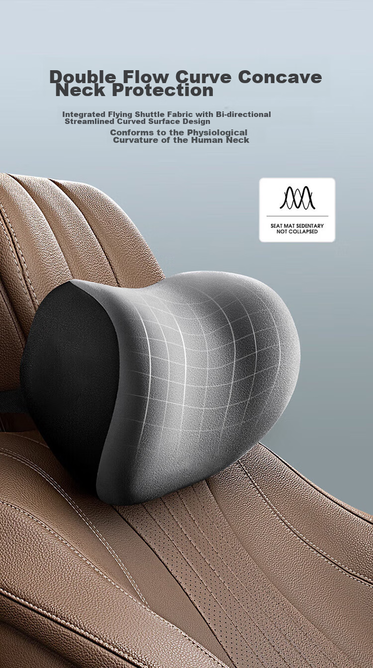 Buleishen Car Headrest, Neck Support Pillow, Lumbar Support Cushion, Automotive Accessory, Black, Suitable for Xiaomi SU7 4