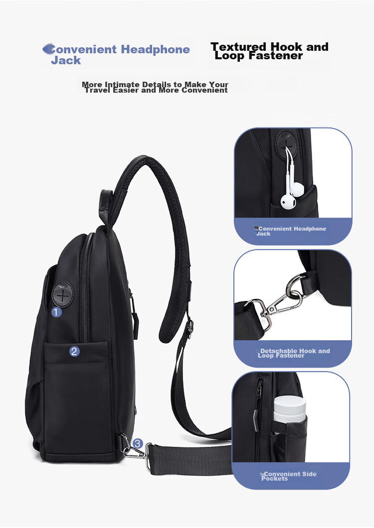 POLO Chest Bag, Men's Casual Shoulder Bag, Durable Waist Pack, Sports Crossbody Bag, Men's IPad Bag, Commuter Small Satchel 9