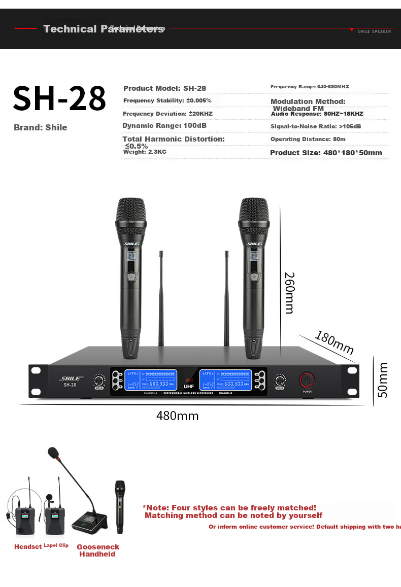 SHILE Small And Medium Conference Room Audio System, Store Amplifier Wall-Mounted Speakers Microphone, Classroom Training Shop Background Music System, AV108+BX108*2+SH28 7