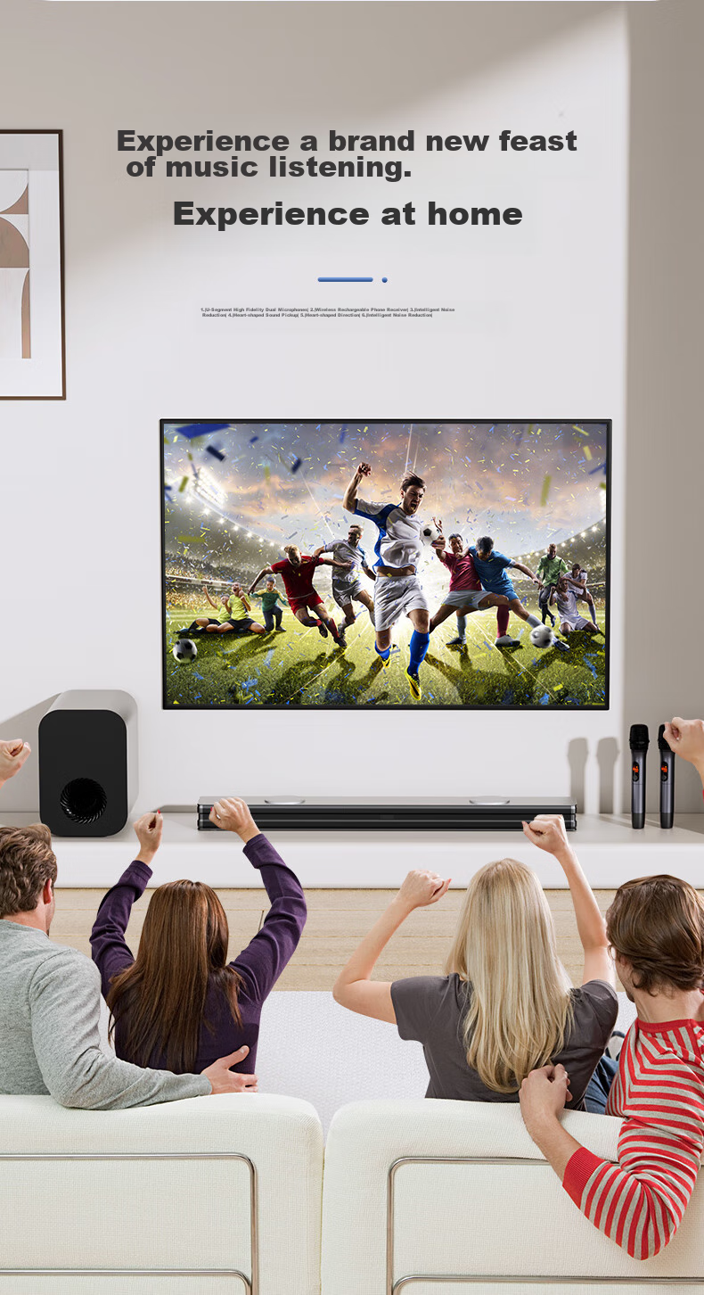 HANHONG_AUDIO 019KW-K TV Soundbar, Home Theater KTV Package, Surround Sound Karaoke Bluetooth Speaker, Karaoke Sound System for Home Indoor Use, Computer PS5 Speakers 4