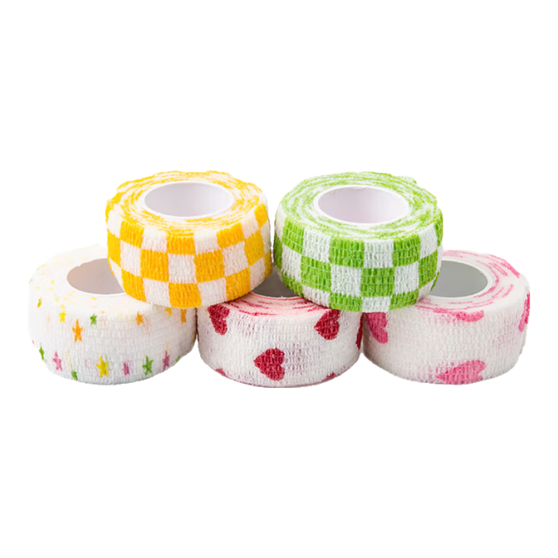 Sannianerban Student Writing Finger Protector Band, Easy-To Elastic Self-Adhesive Joint Protection Sleeve, Anti-Friction Writing Grip, Sports Finger Fixation Band, Patterned Style - Pack of 5