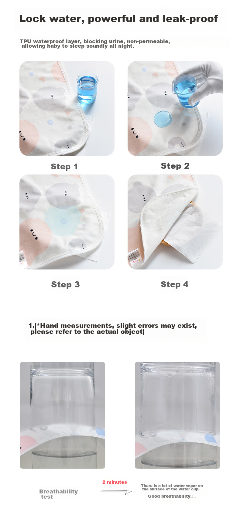 Babyprints Disposable Diaper Changing Pad, Washable, Waterproof, Breathable Nursing Mat, Bed Sheet Pad, Klikli, 1 Pack, 70*50cm 2