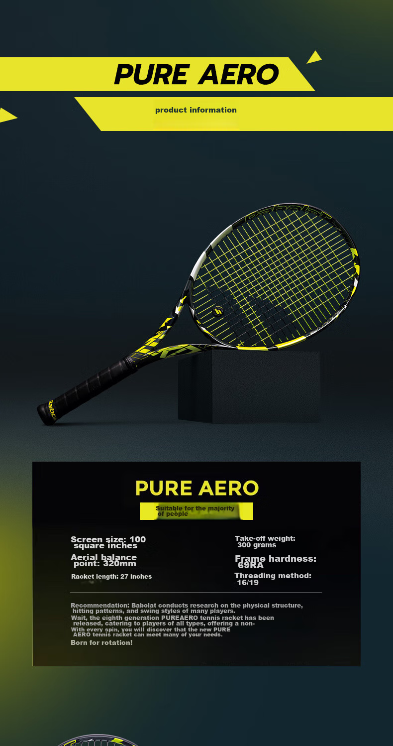 Babolat Pure Aero Alcaras Same Full Carbon Professional Tennis Racket Babolat PA [Pre-Strung] 9