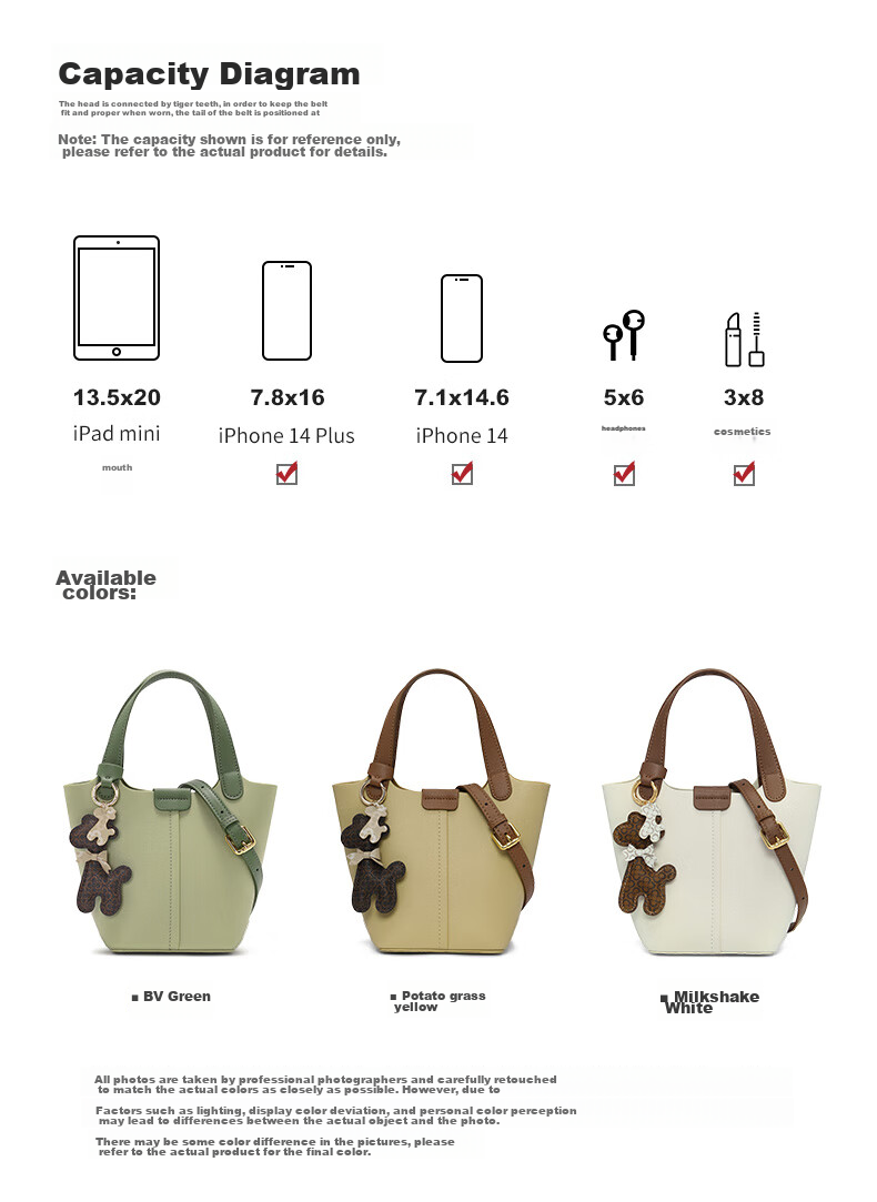 CASSILE Women's Handbag, Bucket Bag, Handheld Vegetable Basket, Light Luxury Tote Bag, Crossbody Bag, 520 Gift for Wife 8