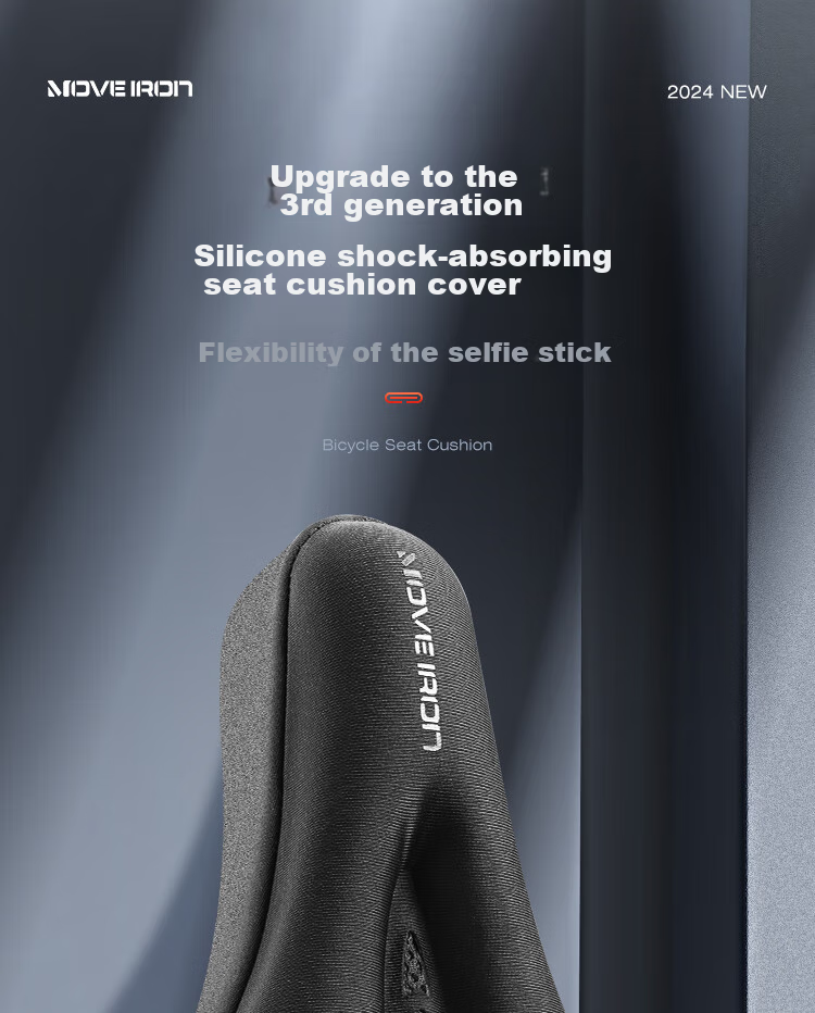 Move Iron Bicycle Seat Cover, Mountain And Road Bike Liquid Shock Absorption Silicone, Soft And Elastic, Hollow Breathable Comfortable Cushio 1