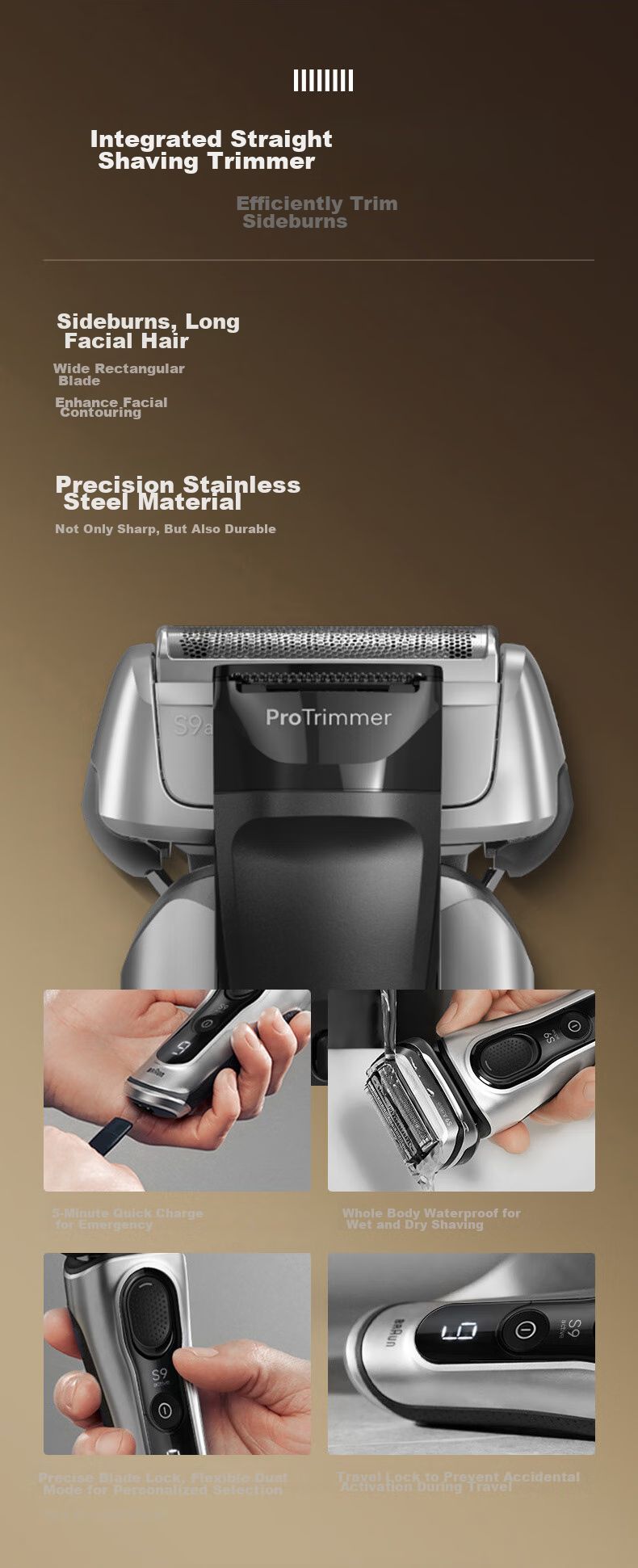 BRAUN Series 9 Dynamic Edition with Care Center Gift Box, Electric Shaver, Fully Imported from Germany, Reciprocating Motor, Gift Box Set, Birthday And Mid-Autumn Festival Gift for Boyfriend Or Husband 6
