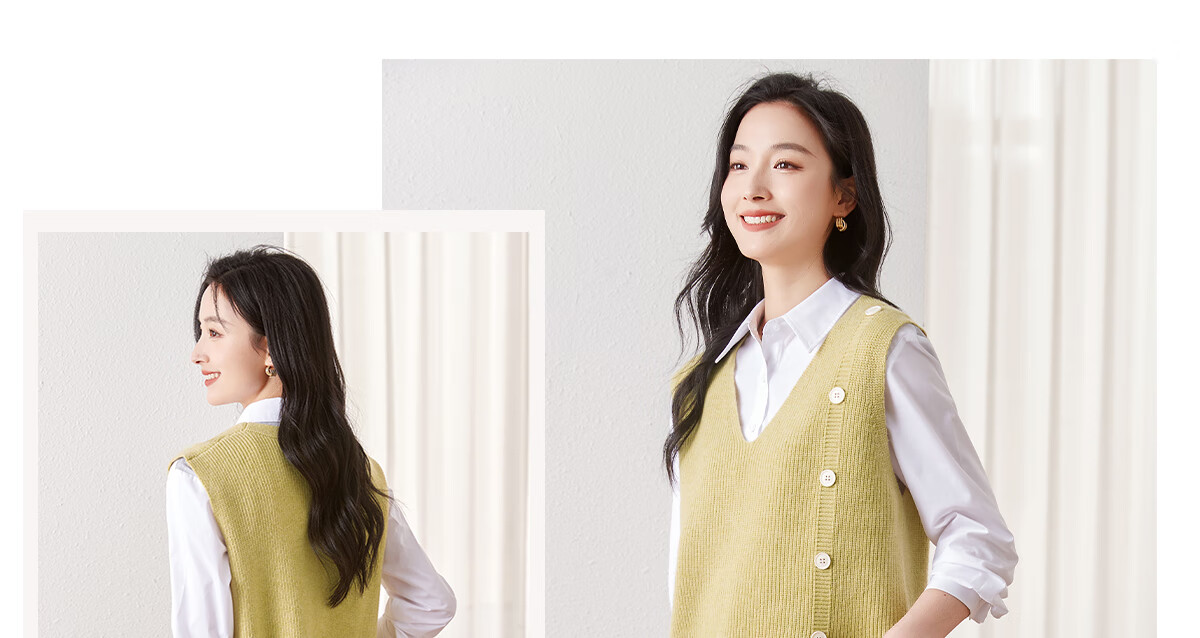 Chushen Spring and Autumn Women's Knitwear Fashion Versatile V-Neck Layered Knit Vest S141Z5023 13