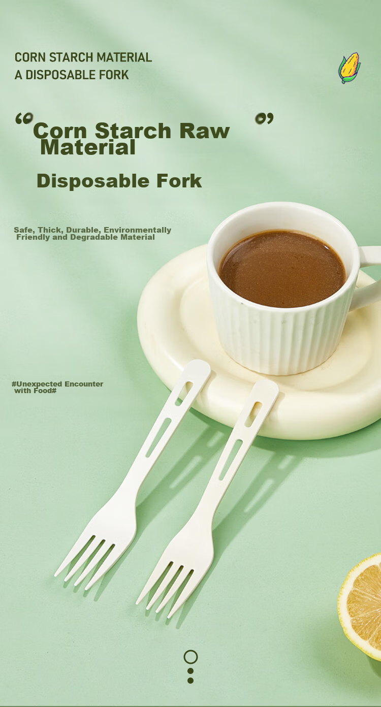 SHUANG YU Disposable Forks, 50 Individually Wrapped Starch-Based Forks, Thickened Plastic Forks, Fruit Forks, Cake Forks, Dessert Forks 1