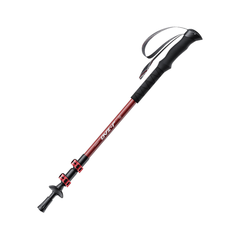 JD Original [Chuxing Pro] Aluminum Alloy Trekking Pole, Straight Handle, Telescopic Outdoor Hiking Equipment, Walking Stick, Red, ST100
