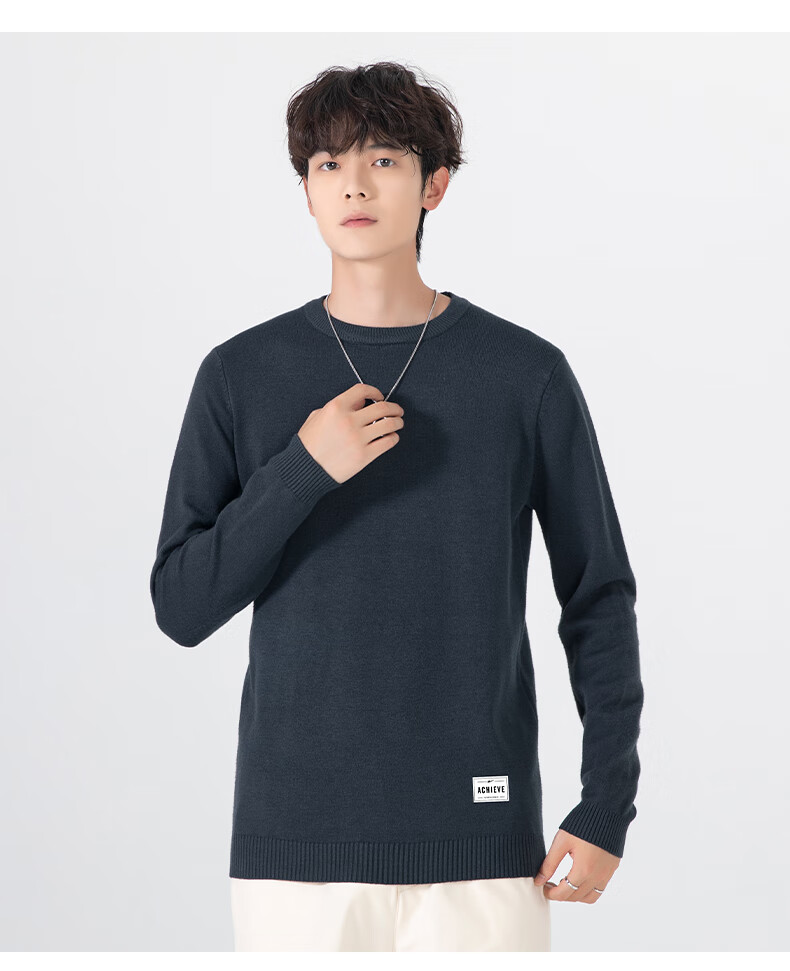 Warrior Sweater for Men, Winter Loose Round Neck Knit Pullover, Warm Versatile Base Layer Sports Undershirt, Men's Clothing, Gray, 3XL 16