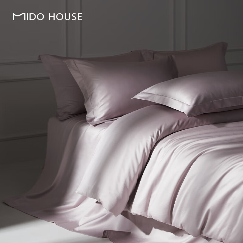 Комплект постельного белья MIDO HOUSE Mingdu, 100% Пима хлопок, однотонный, для кровати 1.5м, серо-бежевый