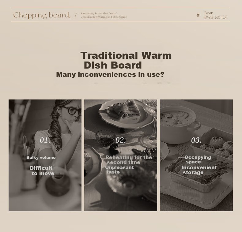 Bear Folding Food Warmer Plate, Silicone Heating Pad, Table Mat, Multifunctional Heating Mat, Flexible Plate for Defrosting And Warming Milk BWB-J04C7 4