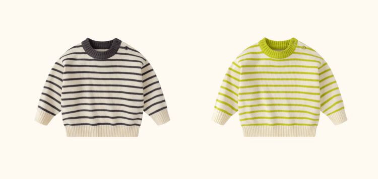 Dudu Baby Striped Sweater Winter Warm Top Children's Clothing Infant Girls Winter Wear Blue Gray White Stripes 10