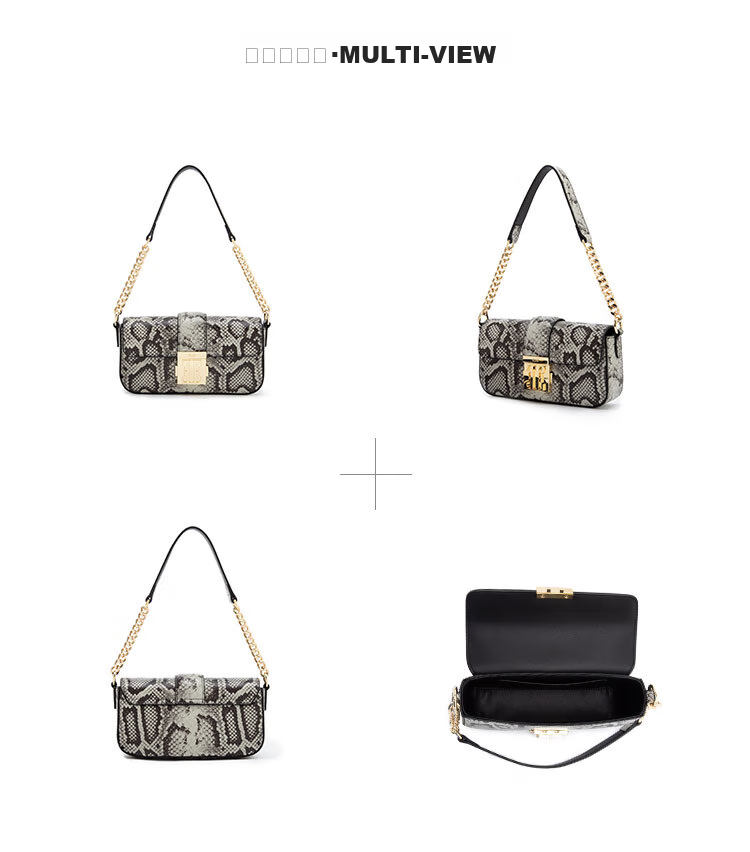 ELLE New Women's Handbag, Retro Small Square Bag, Chain Crossbody Shoulder Underarm Bag, Birthday Gift, 23007 Brow 9