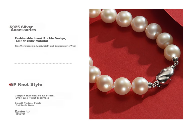 Jingrun Pearl Necklace for Women 925 Silver Freshwater Pearl Necklace Youthful Jewelry Practical Birthday Gift for Girlfriend 7