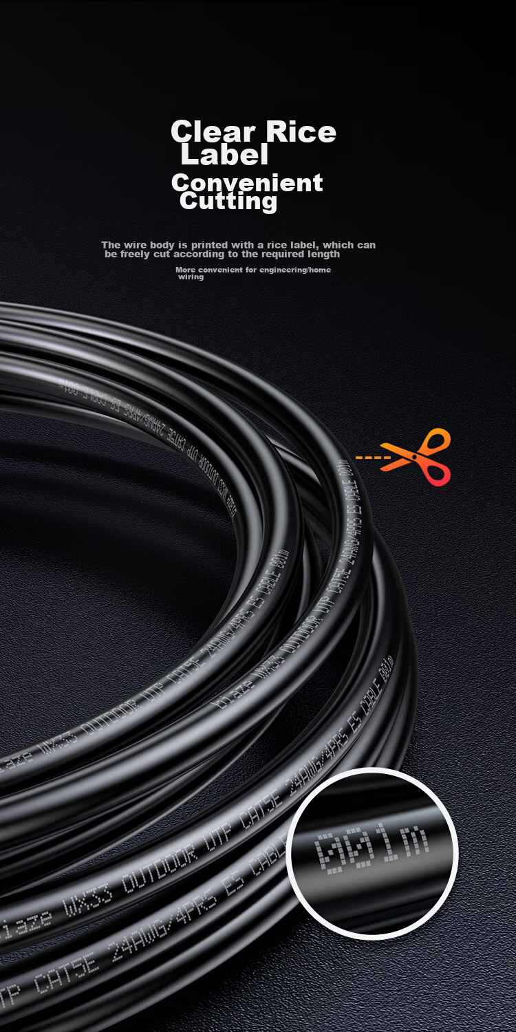 BIAZE Outdoor Special Cat5e Network Cable [0.5mm Pure Copper] Waterproof, Sun-Resistant, Cold-Resistant Camera Monitoring with POE Power Supply Wiring Cat5e Unshielded 305 Meters 10