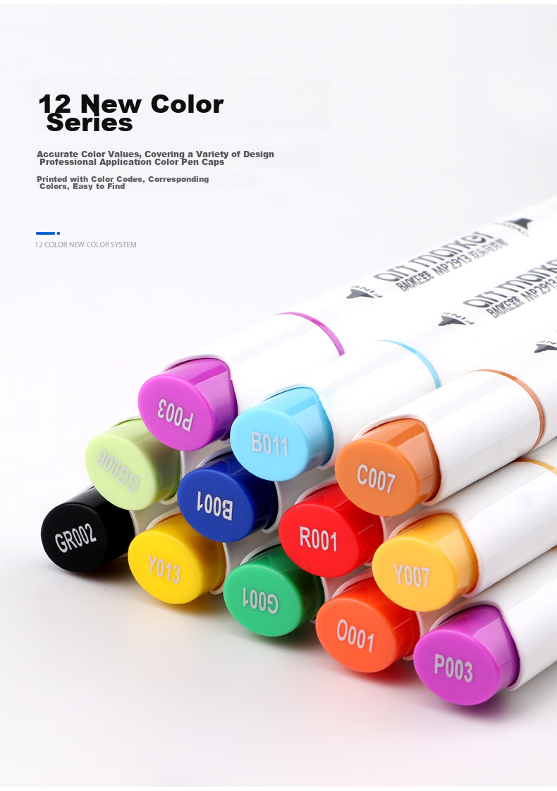 BAOKE MP2933 Dual-Tip Marker Pen, Triangular Barrel Alcohol-Based Student Art Drawing Children's Doodle Design Pen, 60-Color Set Watercolor Pen Art Education Painting Brush 4