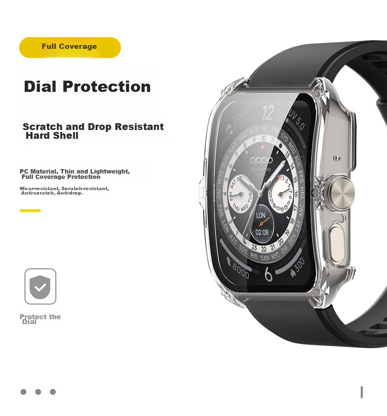 KMaxAI Compatible with OPPO Watch 4 Pro Protective Film + Hard Case, Integrated Full Protection Cover for Watch Face + Screen Protector, Anti-Scratch, Anti-Fingerprint, Shockproof Tempered Glass Film, Black 4