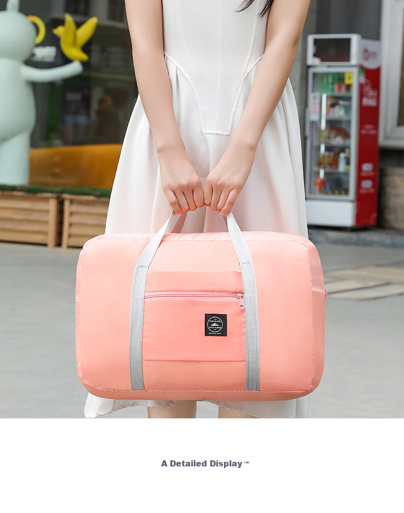 Xinqin Shopping Bag, Foldable Travel Bag, Handheld Storage Bag, Picnic Bag, Portable Shoulder Bag for Travel, Large Size, Pink 5