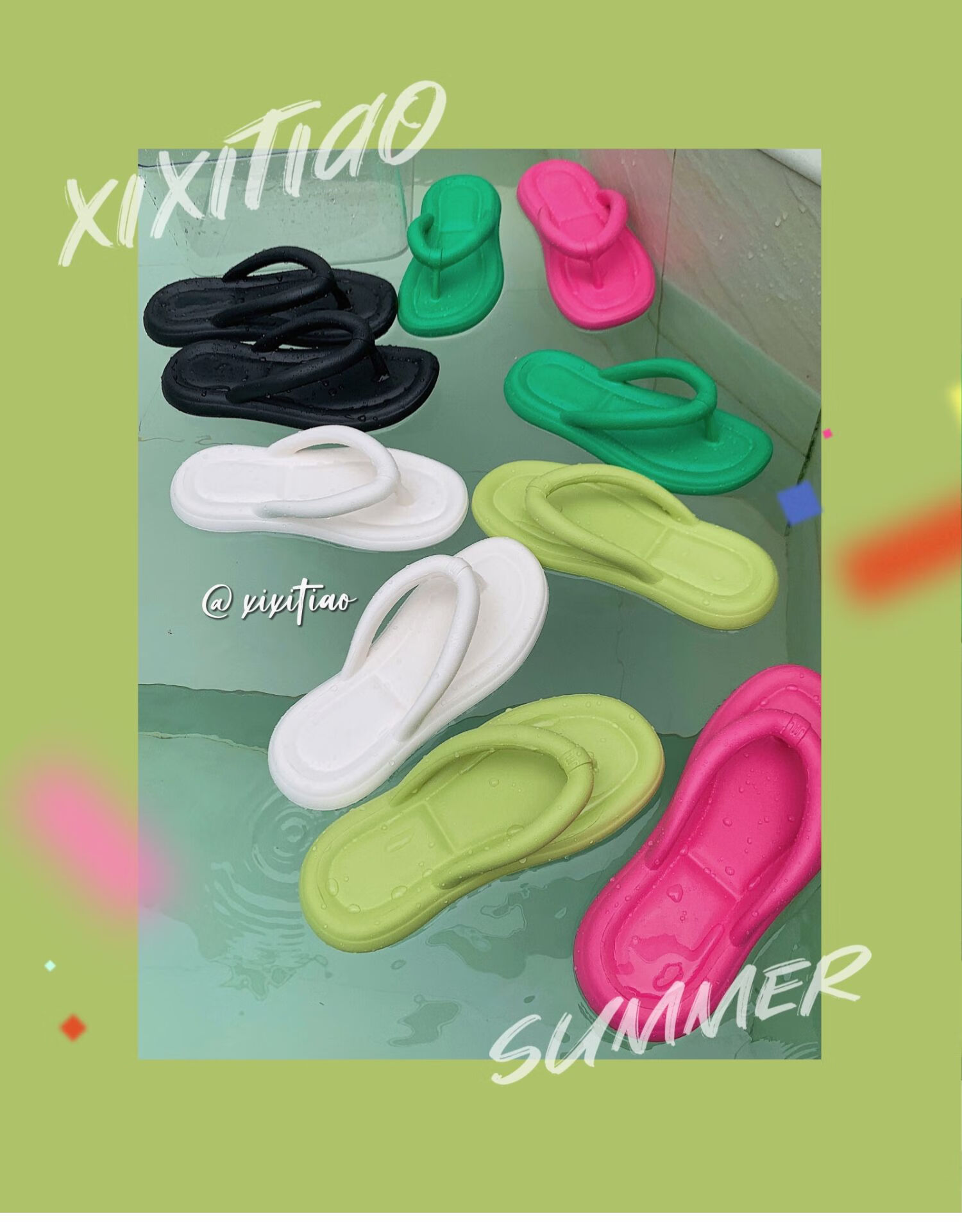 IQGD Women's Flip-Flops, Casual Home Wear, Soft And Comfortable, Beach Non-Slip Slippers, E3001 White, Size 36-37 1