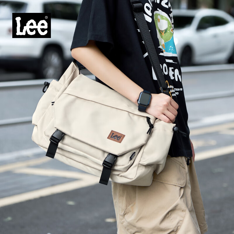 Lee Men's Large Capacity Crossbody Bag Casual Shoulder Bag Work Commuter Lightweight Messenger Bag Khaki