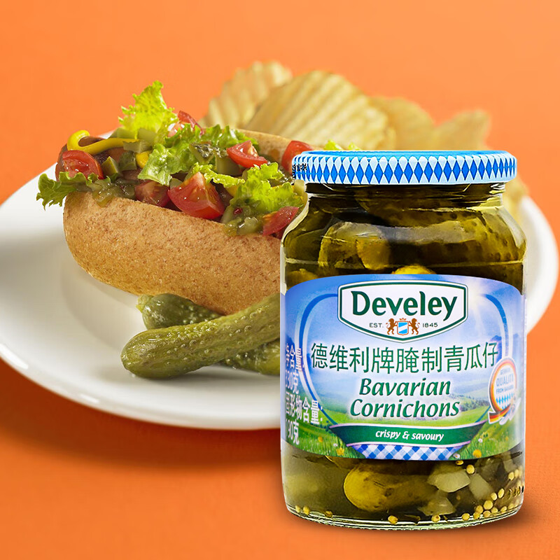 德维利 德国进口青瓜仔330g 俄式腌酸黄瓜俄罗斯风味罐头沙拉三明治配菜