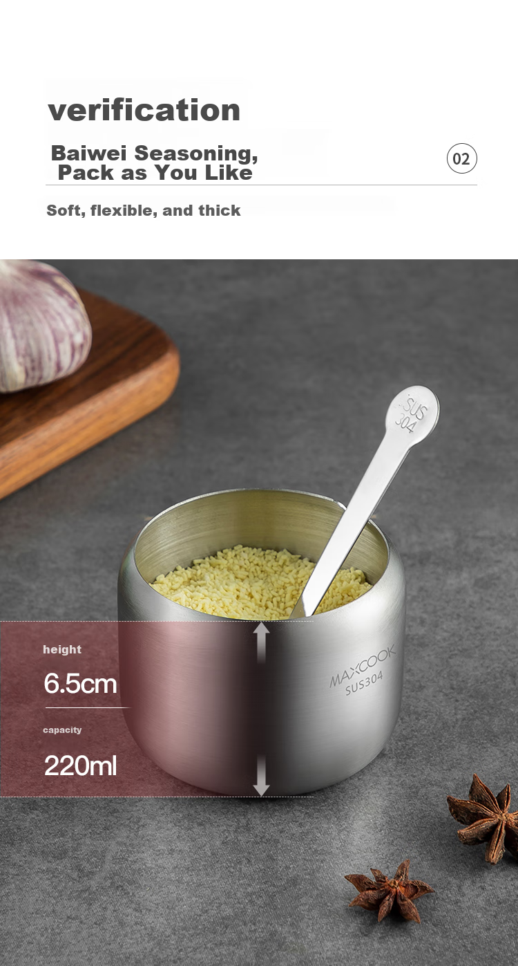 MAXCOOK 304 Stainless Steel Glass Seasoning Container Salt Shaker Powder Dispenser Sugar Powder Barbecue Spice Bottle MCTC1372 4