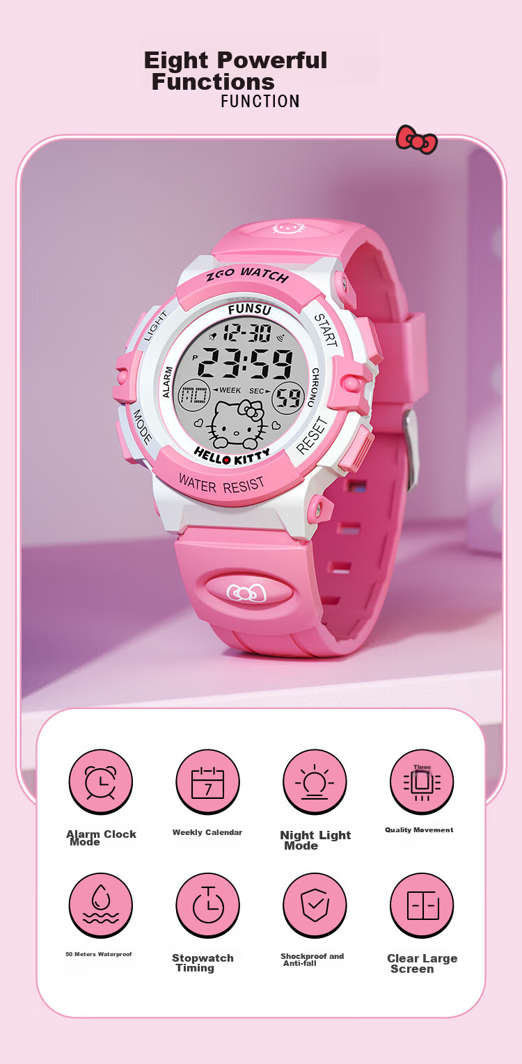 Hello Kitty Children's Watch for Ages 6-12, Time-Telling Electronic Watch for Girls, Cute Watch Specially Designed for Elementary School Students 5