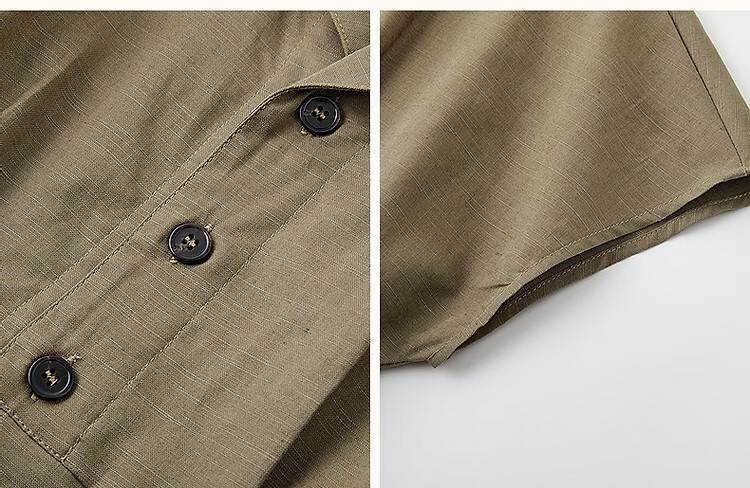 Dme [Smooth Linen Cotton Bamboo Blend] Summer Elegant Office Wear Lapel Tie Three-Button Short-Sleeve Women's Dress 10