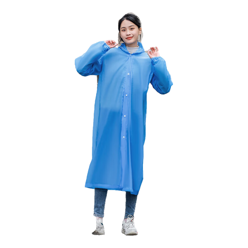 Mumeng Disposable Raincoat Adult Thickened Full-body Waterproof Portable Outdoor Rafting Cycling Children's Card Rain Poncho Blue