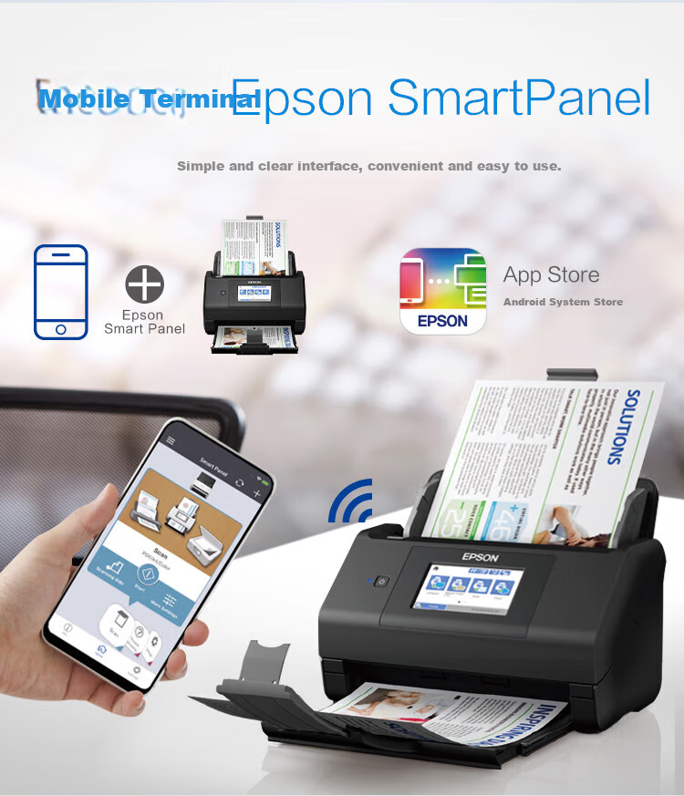 Epson ES-580W A4 Sheet-Fed Scanner, Wireless High-Speed Automatic Duplex (Touchscreen, Supports Scanning to USB Drive), Enterprise Editio 7