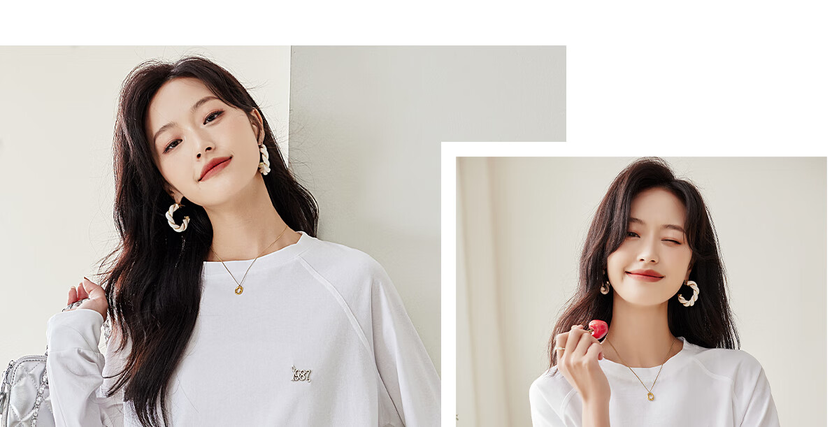 PinCai Long-Sleeve T-Shirt for Women, Classic Loose-Fit Base Layer, Stylish Niche Top for Inner Wear P12KE1855 39