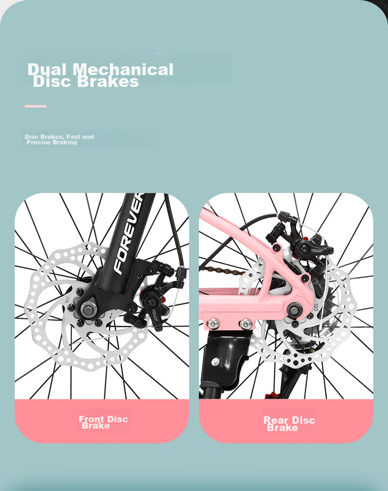 FOREVER Girls' Model, 22-Inch, 24-Speed, Magnesium Alloy Mountain Bike, for Female Teenagers, Students And Children, Pink 11