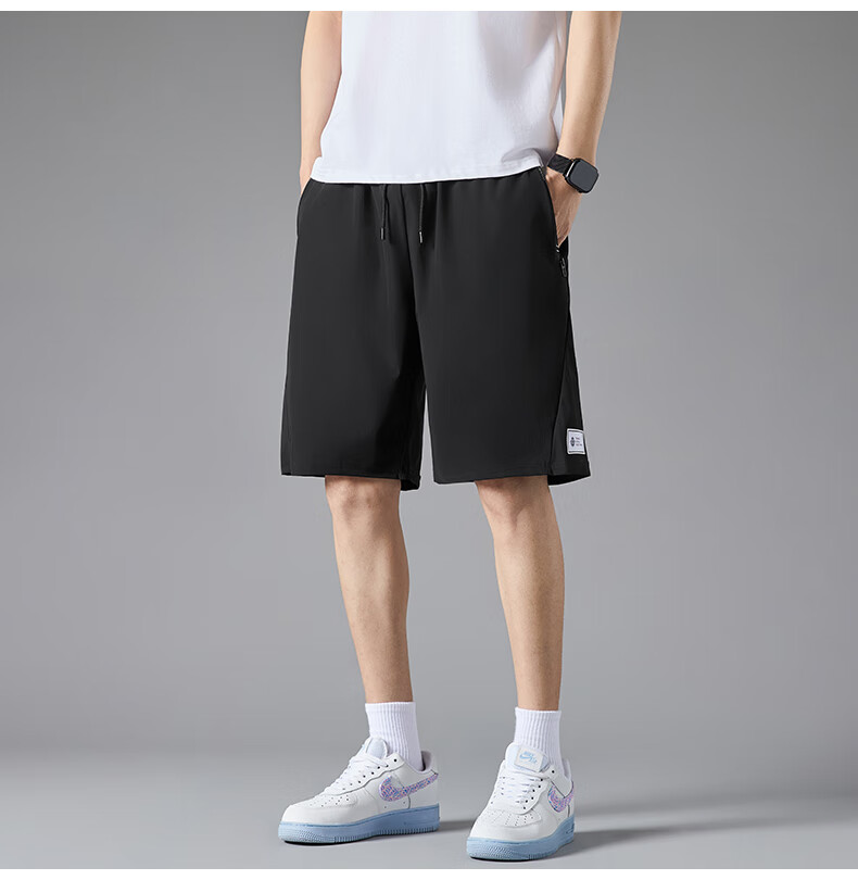 ROMON Men's Shorts, Summer Quick-Dry Ice Silk Elastic Cool Casual Five-Point Shorts, Men's Clothing LM2023 Gray L 2
