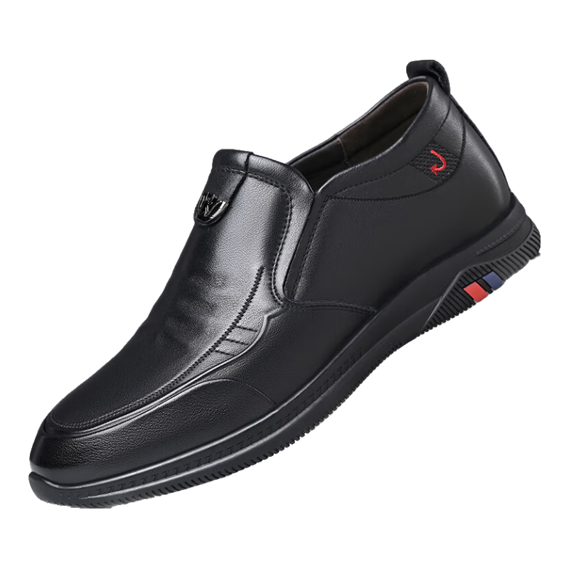 SPIDER KING Men's Height-Increasing Leather Shoes, Versatile Cowhide Casual Shoes in Small Sizes, Breathable Soft Sole And Soft Leather, Black, Size 35