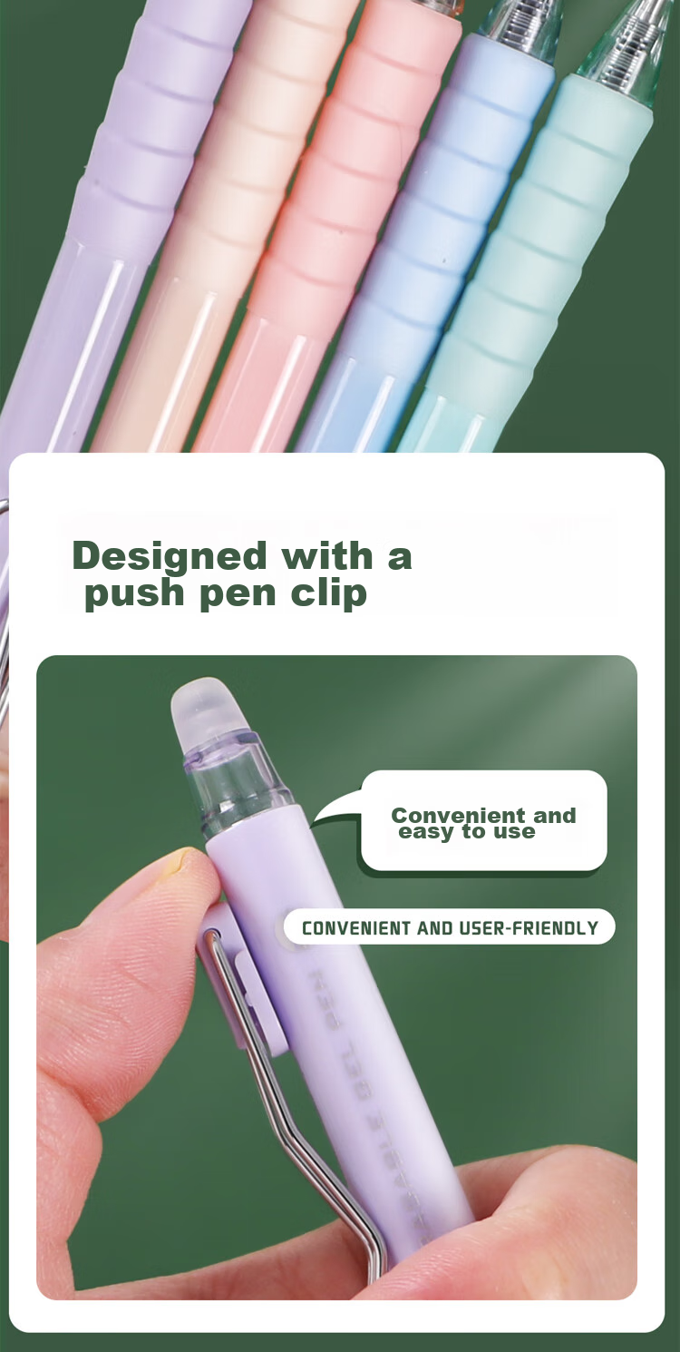 M&G Erasable Pen, Student Gel Pen, Easy-Erase Pen, Magic Retractable Cloud Grip Pen, Random Pen Barrel Color, AKPJ7001A, 6 Pieces 7