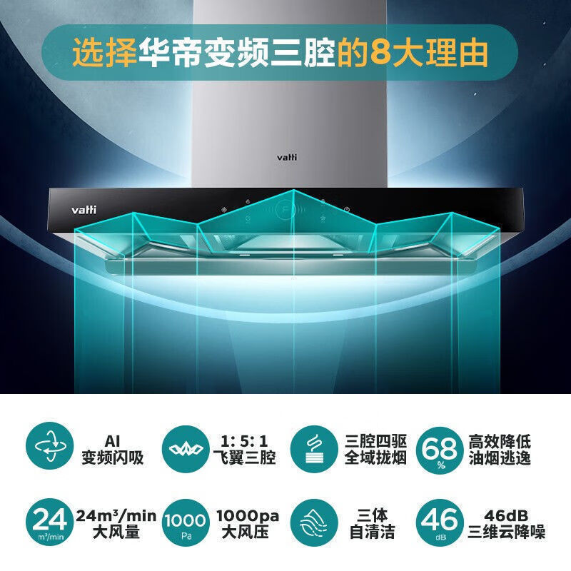 华帝（VATTI）i11208抽油烟机三腔变频S8欧式24风量挥手+5.0KW燃气灶 同i11207 烟灶套装i11208+i10090B天然气