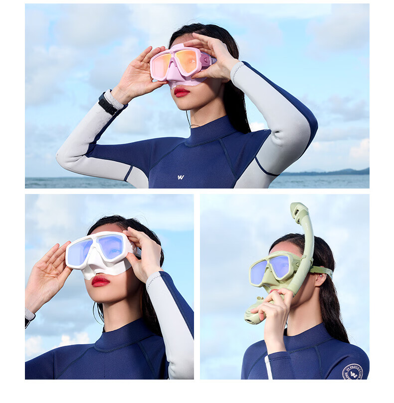 WATERTIME / Shuichuan Snorkeling Mask Set with Coated Lens and Snorkel, White 13
