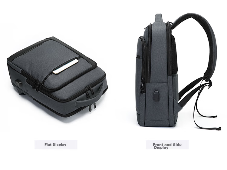 GOLF Backpack for Men, Large Capacity 15.6-Inch Laptop Backpack, USB Interface with Multiple Compartments, Business Casual Travel Bag for Students, Dark Gray with Black 22