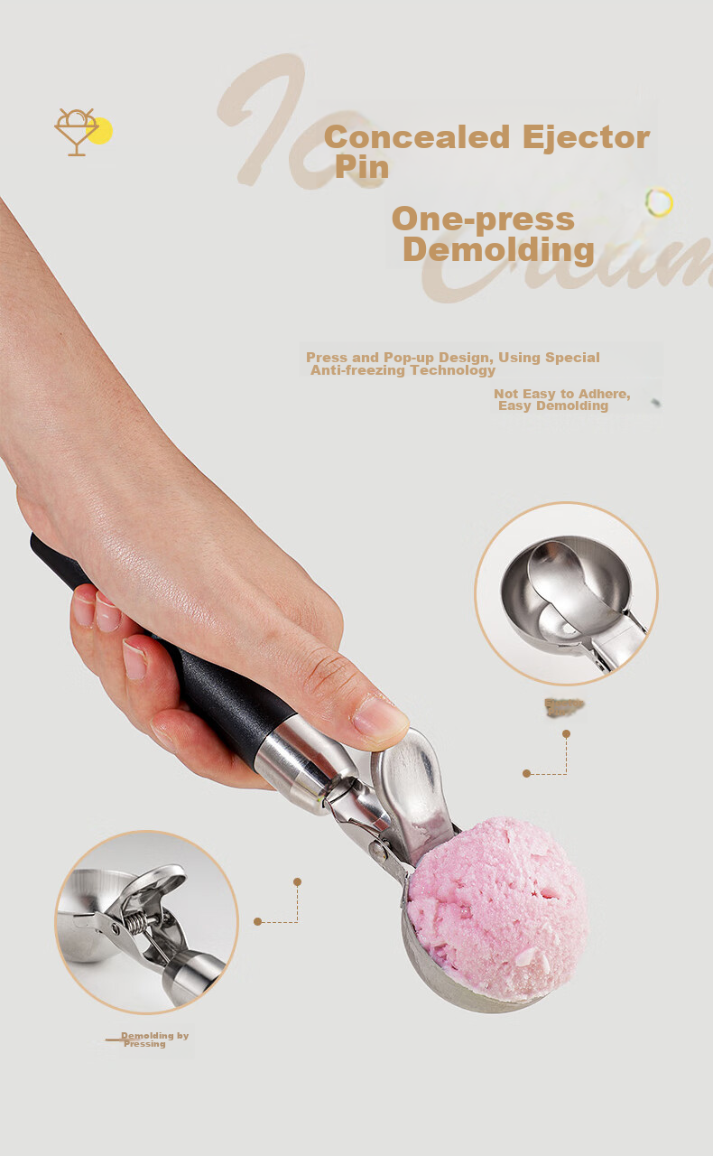 Guangyi 304 Stainless Steel Ice Cream Spoon, Scoop, Ice Cream Spoon, Fruit Baller GY7915 6