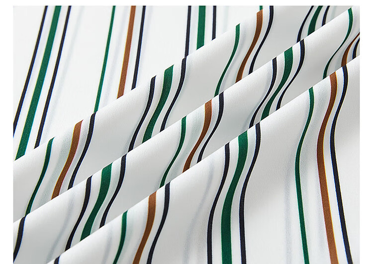 Dme [Line Aesthetics] Summer French Retro Striped Shirt Silky Soft Comfortable Chiffon Slimming Blouse for Women 15