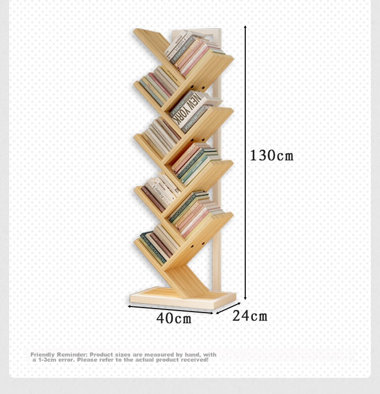 Anerya Tree-Shaped Bookshelf, Floor-Standing Solid Wood Storage Rack, Creative Steel-Wood Multi-Layer Bookcase for Home And Students, 8 Tiers 13