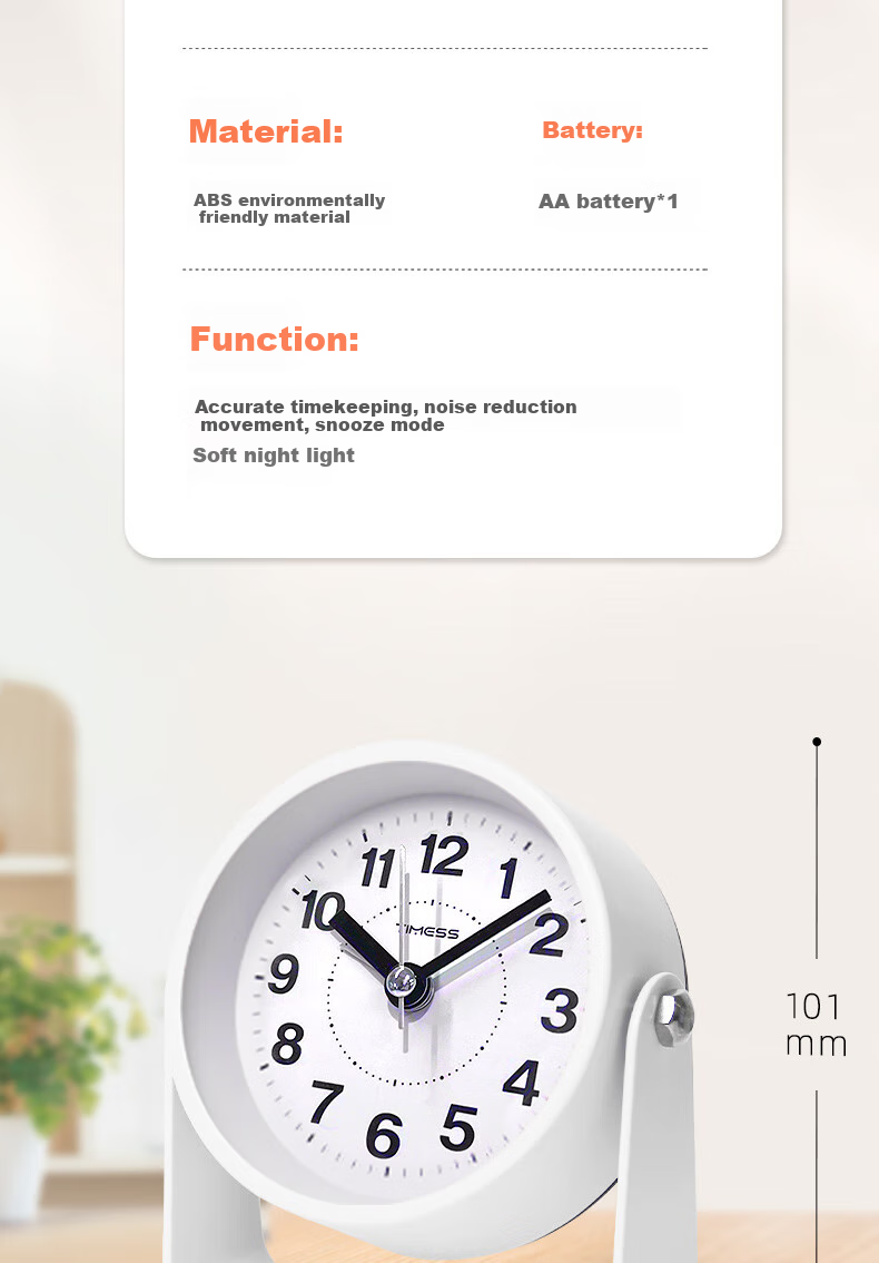 Timess Alarm Clock Creative Design for Students And Children with Loud Ringtone, Wake-Up Aid, 2024 Model, Sleep-In Prevention, Night Light, Rotatable Quartz Mini Alarm Clock, Back-To Gift 12