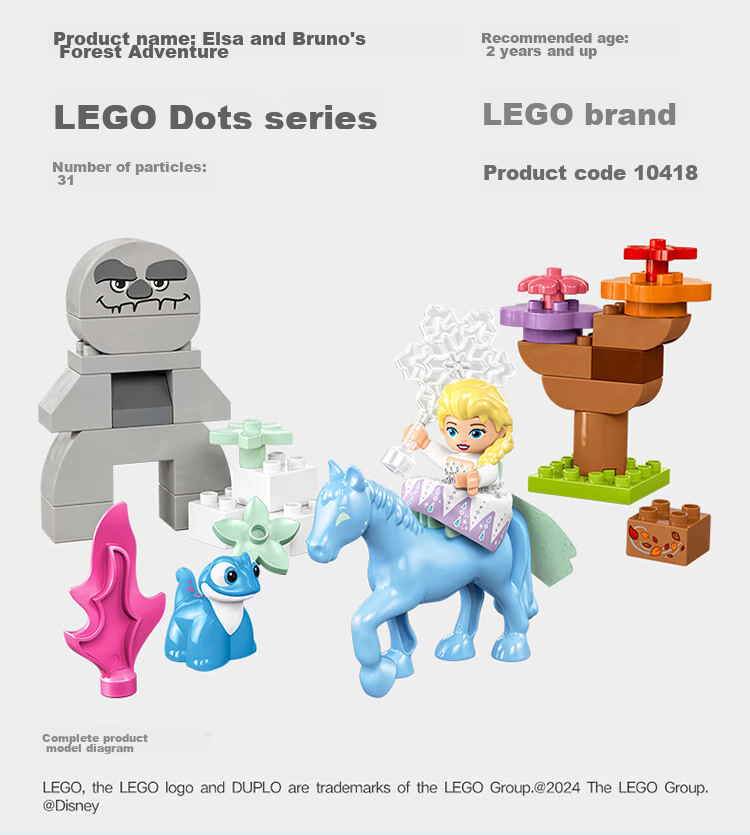 LEGO Building Blocks, 10418 Elsa's Forest Adventure, Toy for Boys And Girls, Children's Birthday Gift, Large Bricks 16