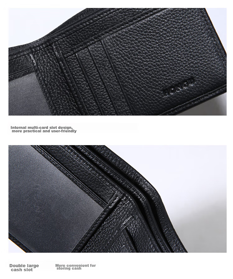 HONGU Men's Short Wallet, Top-Grain Leather Business Card Holder Gift Box Set, Birthday Present 10