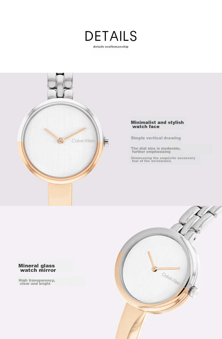 Calvin Klein CK Watch, Light And Night Style, Steel Strap, Simple And Fashionable Women's Wristwatch, Goddess Festival New Year Gift, 25200281 4